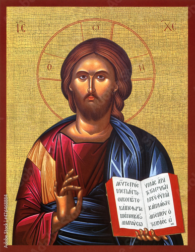 Canvastavla The Orthodox icon of Jesus Christ the Teacher from Romanian Monastery, Neamt county