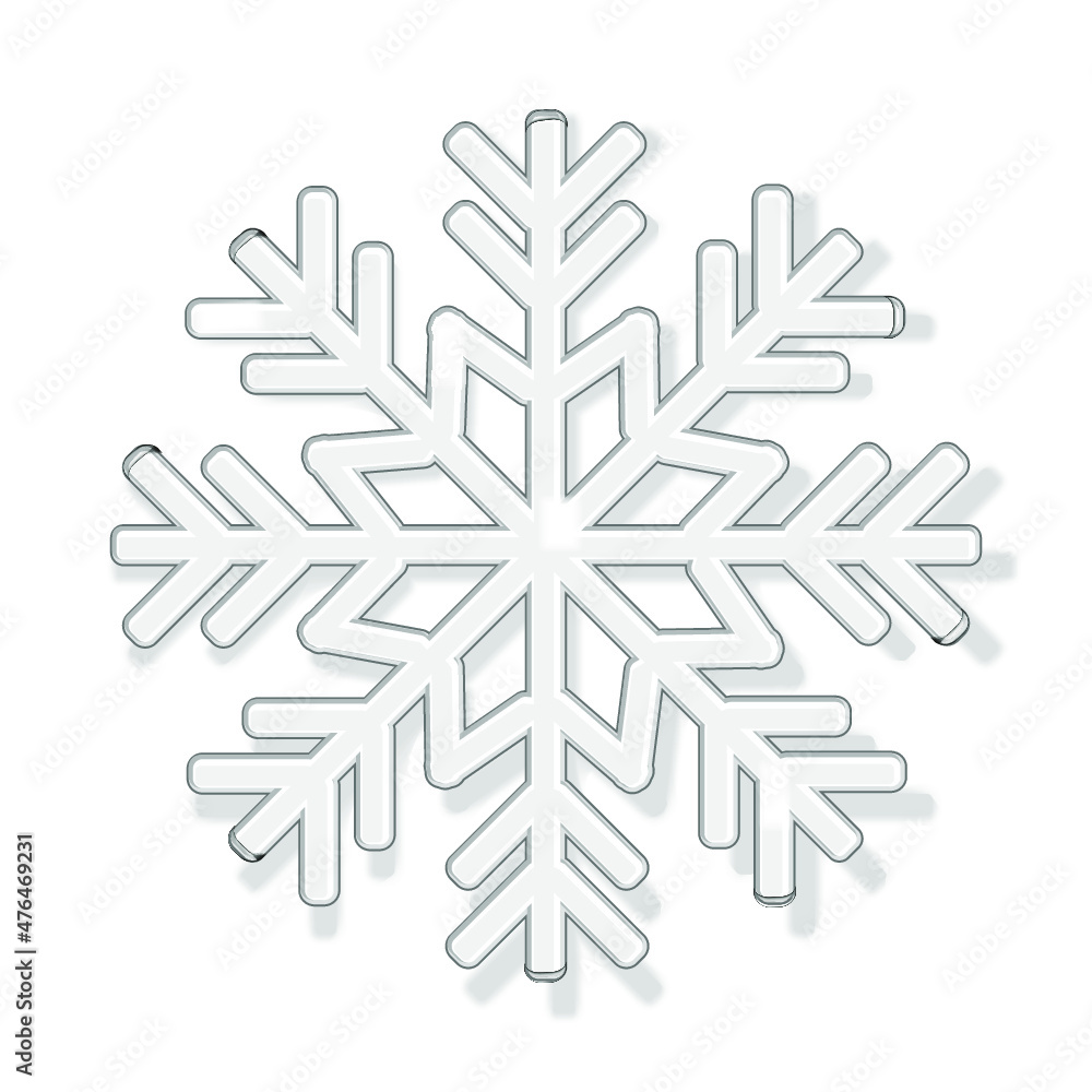 White glass snowflake isolated on a blue background White glass snowflake isolated on a blue background