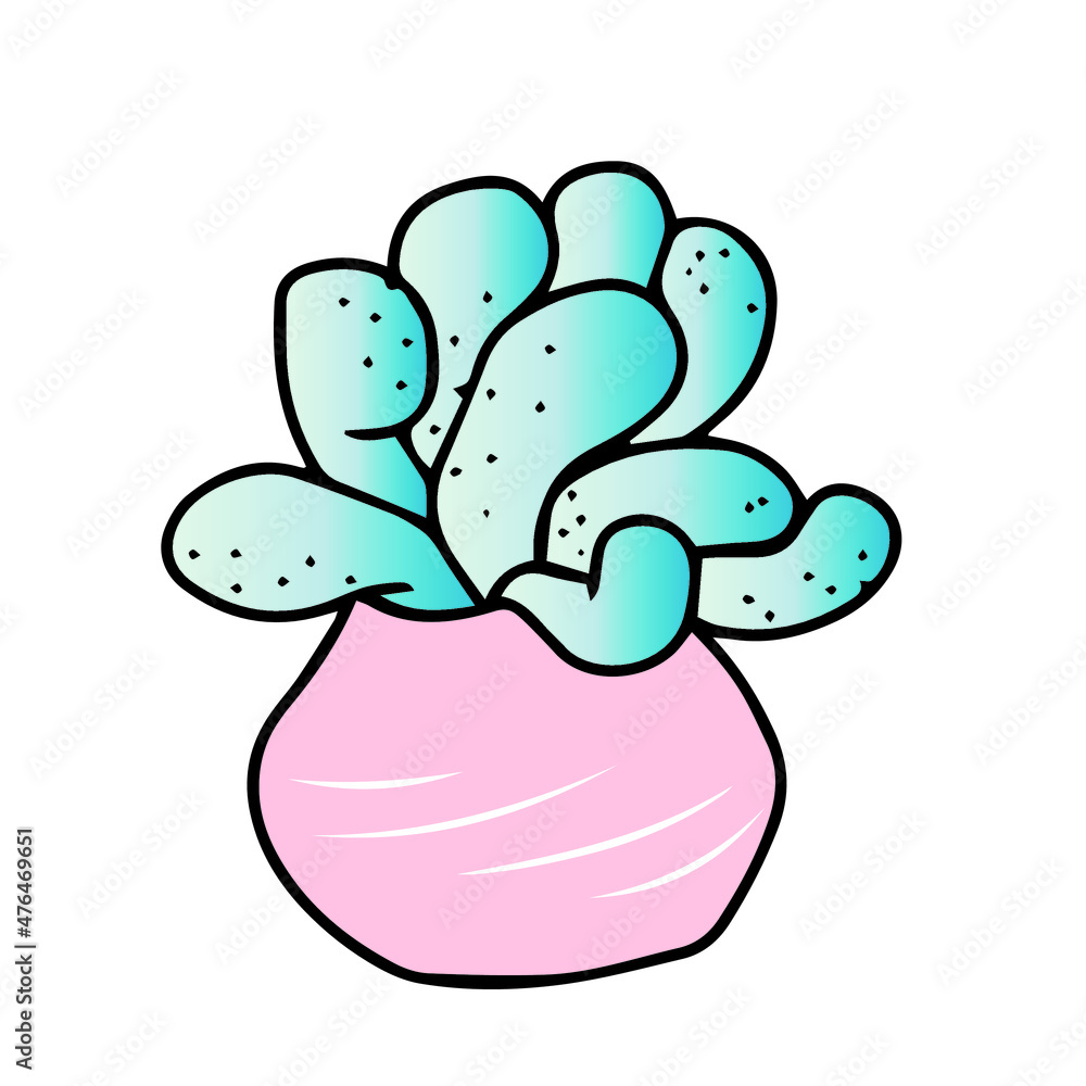 Vector children's design for fans and fabrics, postcards.Cactus in a pot Vector children's design for fans and fabrics, postcards.Cactus in a pot