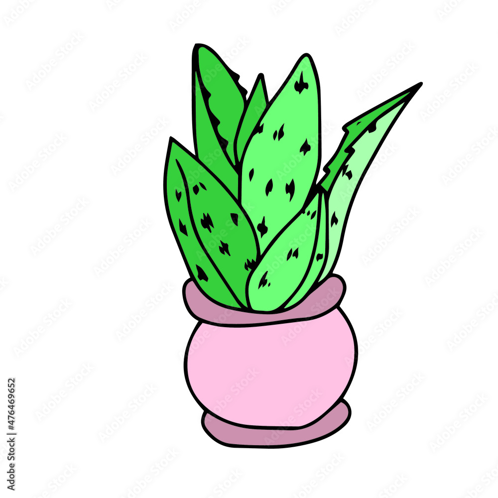 Vector children's design for fans and fabrics, postcards.Cactus in a pot