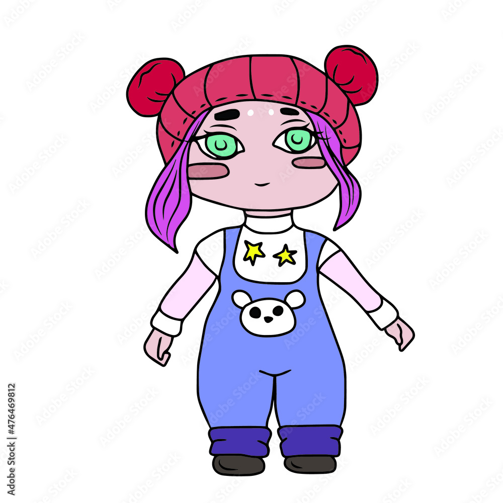 Vector children's design ,for a postcard banner sticker.Doll girl Vector children's design ,for a postcard banner sticker.Doll girl