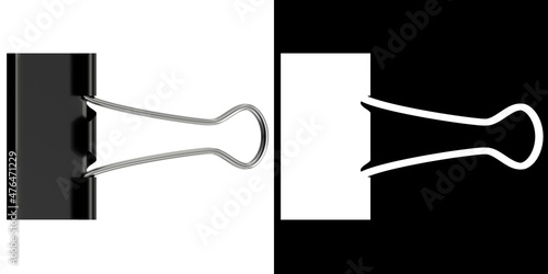 3D rendering illustration of a closed binder clip photo