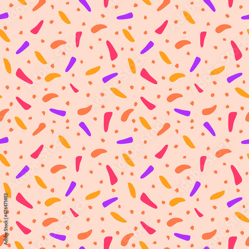 Terrazzo geometric textures. Seamless patterns with colorful shapes. Creative vector illustration for backdrop, textile print, flooring