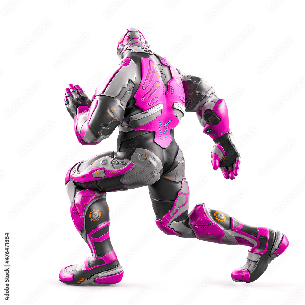 future soldier is dancing on white background rear view future soldier is dancing on white background rear view