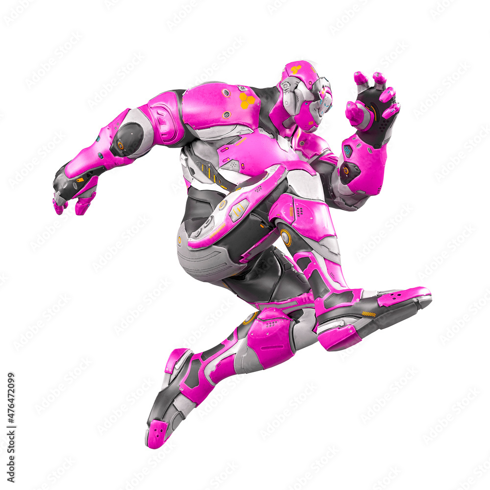 future soldier is jumping in white background future soldier is jumping in white background