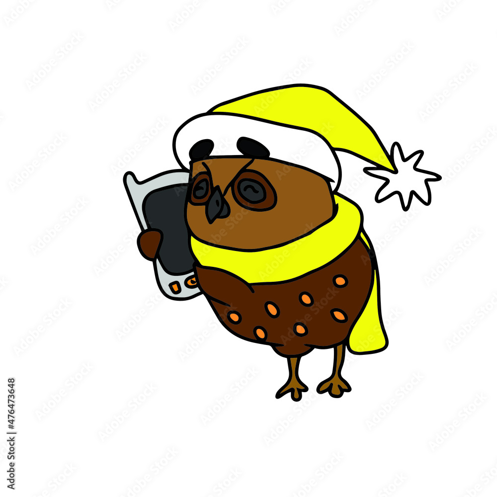 Vector children's design for backgrounds and fabrics, postcards, stickers. Funny owl