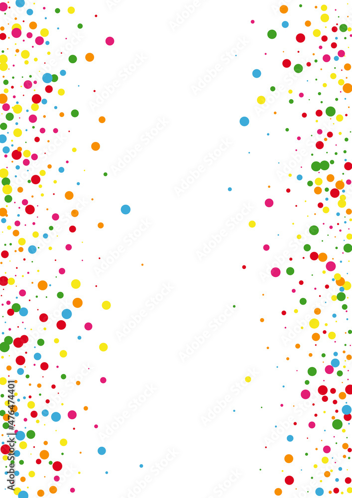 Multicolored Circle Carnival Illustration. Round Anniversary Background. Yellow Birthday Dot. Blue Colour Confetti Texture.