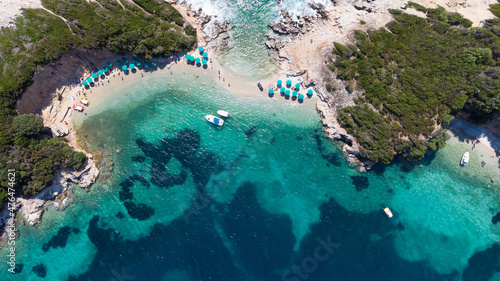 Beautiful beach with blue sea in Ksamil. Albania, Europe. photo