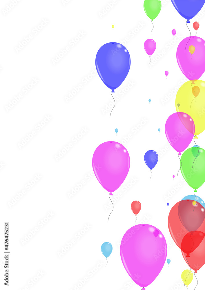 Yellow Balloon Background White Vector. Air Wedding Frame. Purple Streamers. Green Helium. Confetti Celebration Set.
