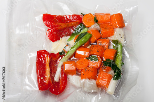 vegetables in a sous vide bag photo