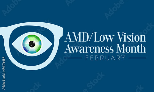 AMD Low vision awareness month is observed every year in February, Vector illustration