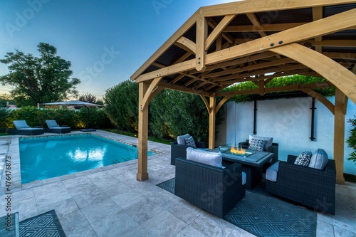 Slika na platnu Home Gazebo by the pool