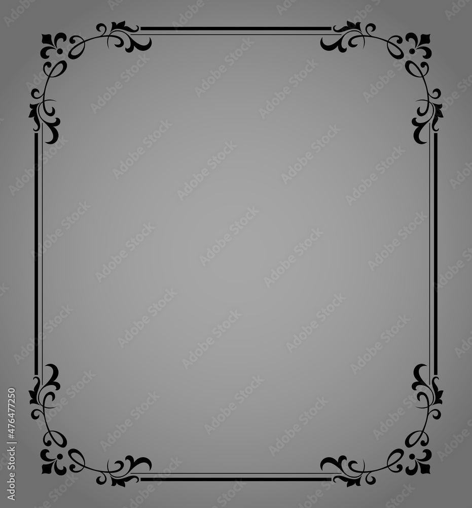 Decorative frame Elegant vector element for design in Eastern style, place for text. Floral black and gray border. Lace illustration for invitations and greeting cards Decorative frame Elegant vector element for design in Eastern style, place for text. Floral black and gray border. Lace illustration for invitations and greeting cards