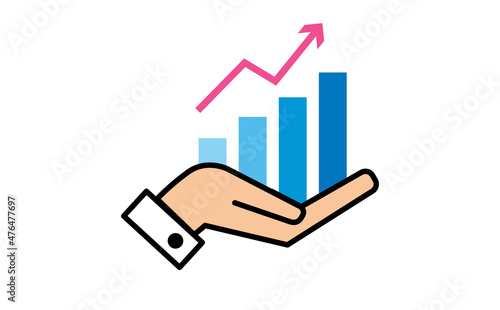 icona, mano, grafico, economia, contabilità