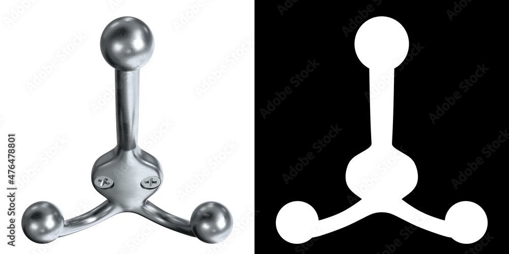 3D rendering illustration of a coat hook