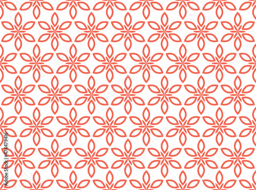 Flower geometric pattern. Seamless vector background. White and pink ornament