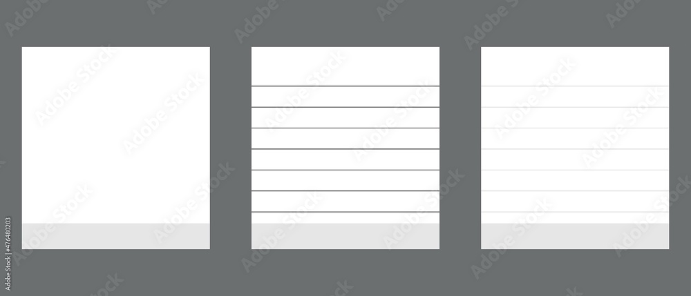 White square paper reminders 3d set. Vector illustration. White square paper reminders 3d set. Vector illustration.