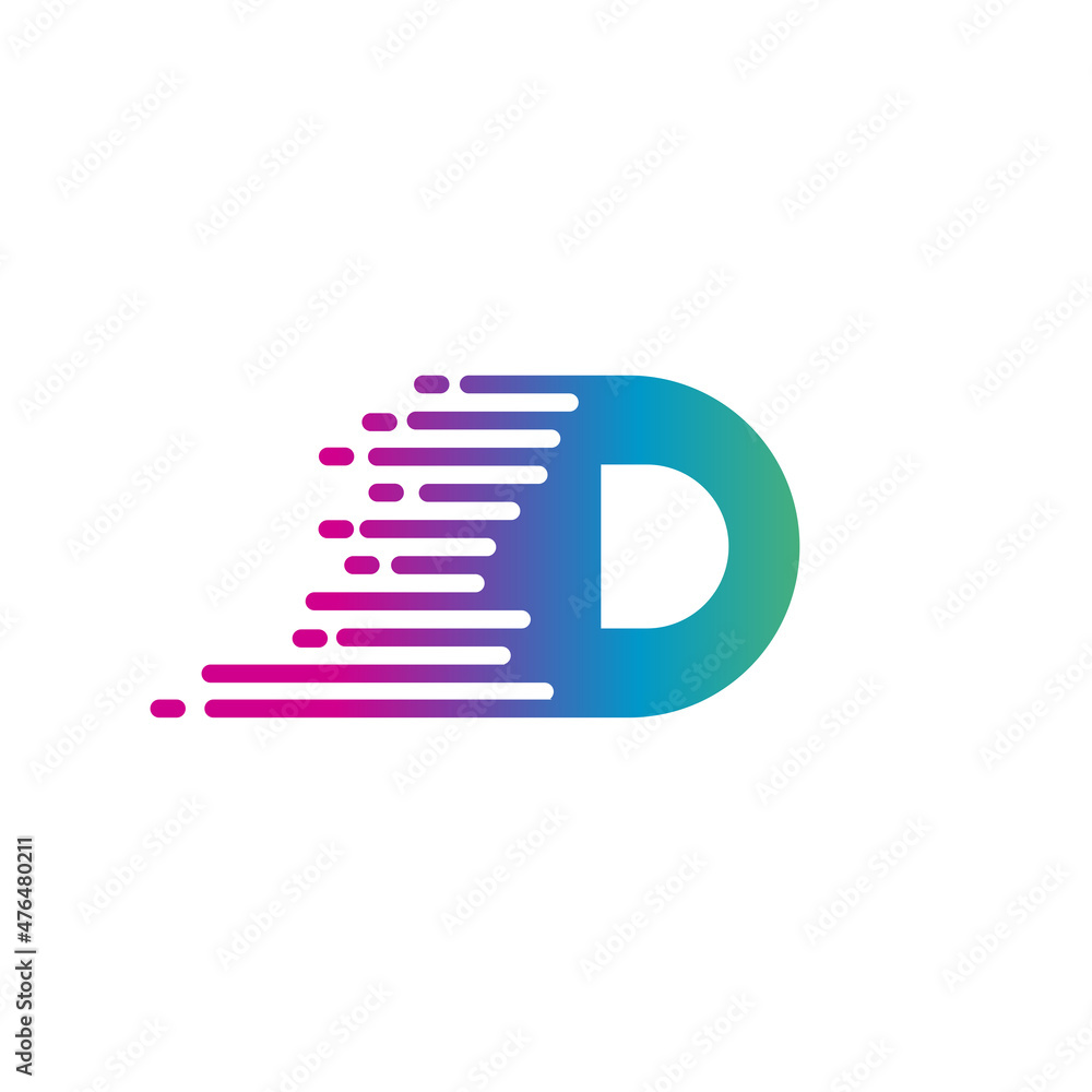 Initial D Letter Speed Logo Design Template with color grading Initial D Letter Speed Logo Design Template with color grading