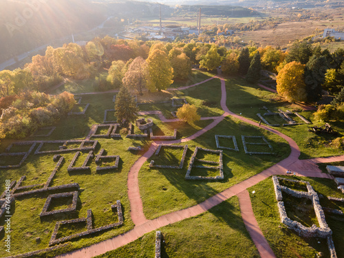 Aerial view of Ruins of the medieval Krakra fortress, Bulgaria photo