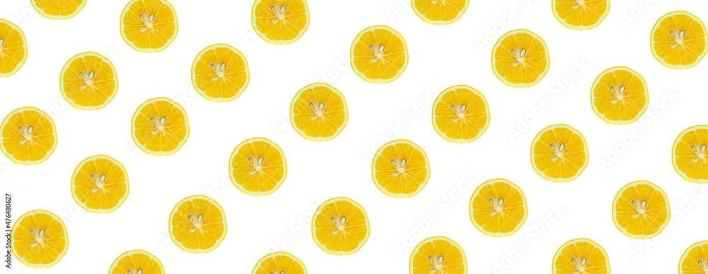 Lemon slices, top view of lemon slices isolated on a white background. Lemon slices, top view of lemon slices isolated on a white background.