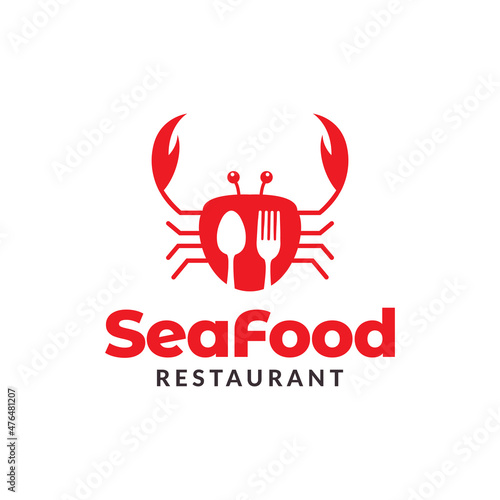 little crab with spoon fork logo design vector graphic symbol icon sign illustration creative idea