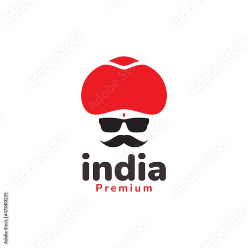 cool man india with hat culture logo design vector graphic symbol icon sign illustration creative idea