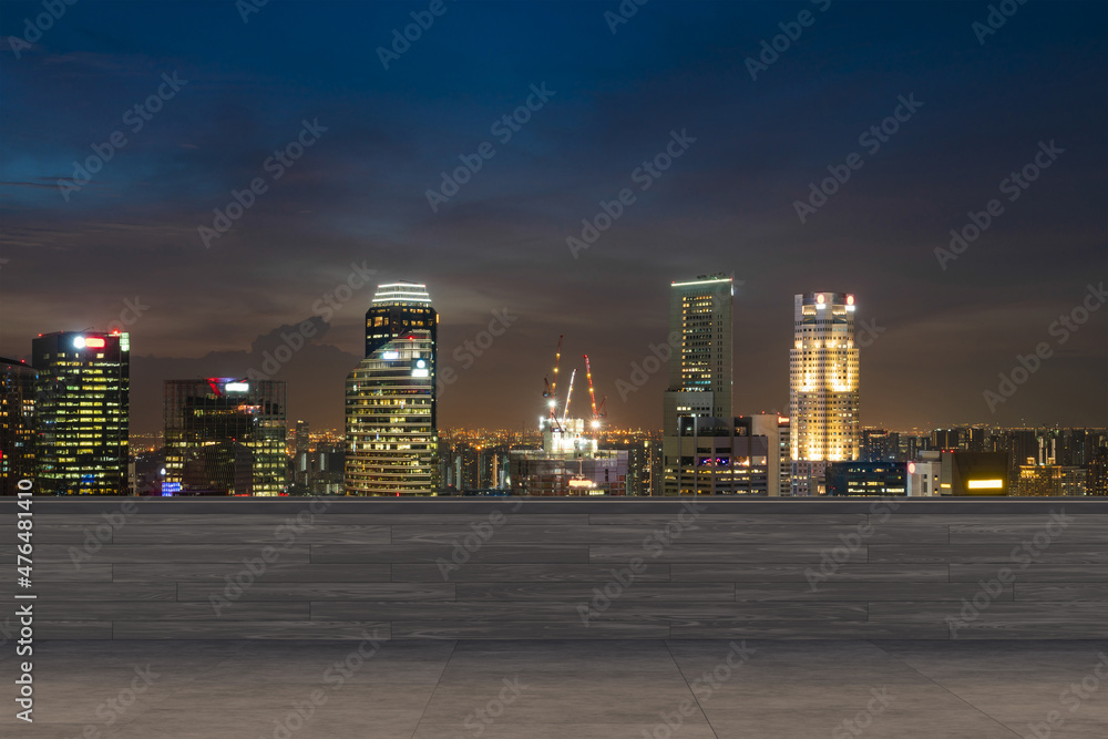 Panoramic Singapore skyline view, concrete observatory deck on rooftop, night time. Asian corporate and residential lifestyle. Financial city downtown, real estate. Product display mockup empty roof Panoramic Singapore skyline view, concrete observatory deck on rooftop, night time. Asian corporate and residential lifestyle. Financial city downtown, real estate. Product display mockup empty roof