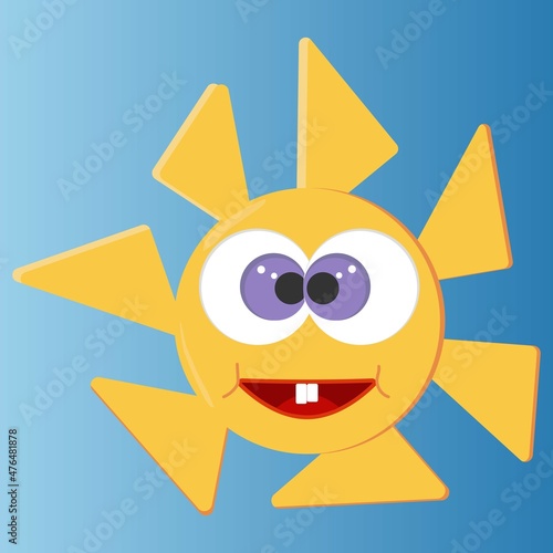 MERRY CRAZY SUN ON A BLUE BACKGROUND