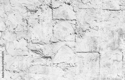 Old white stone wall, frontal background photo