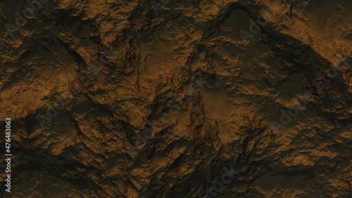 3d render of abstract planet surface with high detailed relief