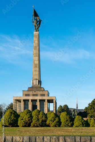 Slavin in Bratislava, World War II memorial and cemetery with TV tower far behind photo