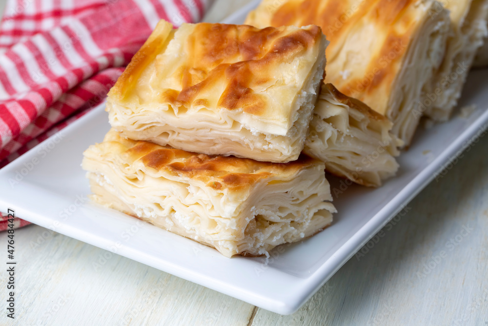 Delicious Turkish food; Tray pastry; (Turkish name; Su boregi) Delicious Turkish food; Tray pastry; (Turkish name; Su boregi)
