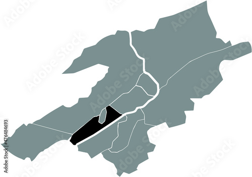 Black location map of the Neustadt Nord District inside gray urban districts map of the Swiss regional capital city of Biel-Bienne, Switzerland