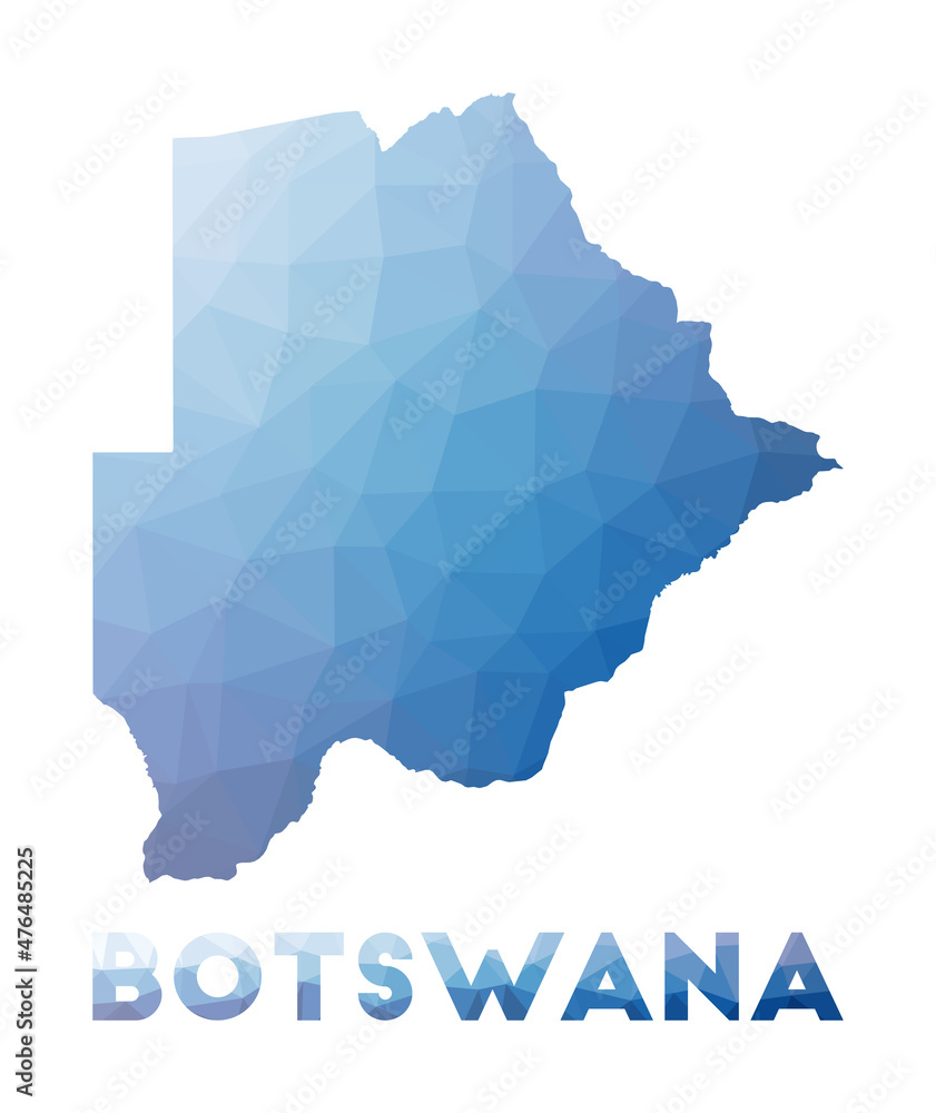Low poly map of Botswana. Geometric illustration of the country. Botswana polygonal map. Technology, internet, network concept. Vector illustration. Low poly map of Botswana. Geometric illustration of the country. Botswana polygonal map. Technology, internet, network concept. Vector illustration.