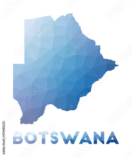 Low poly map of Botswana. Geometric illustration of the country. Botswana polygonal map. Technology, internet, network concept. Vector illustration.