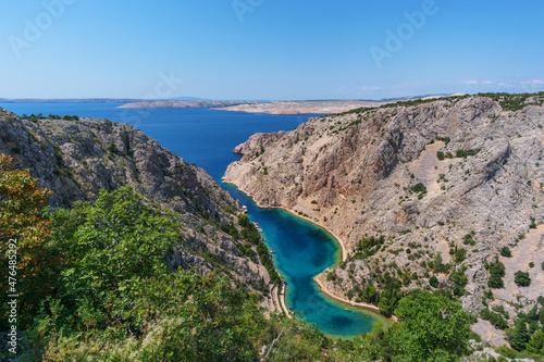 View at Zavratnica Cove with beautiful clear blue water at Adriatic sea, Croatia photo