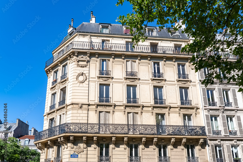 Paris, beautiful buildings, boulevard Jules Ferry in the 11e district
