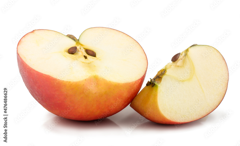Sliced red apple isolated on white background Sliced red apple isolated on white background