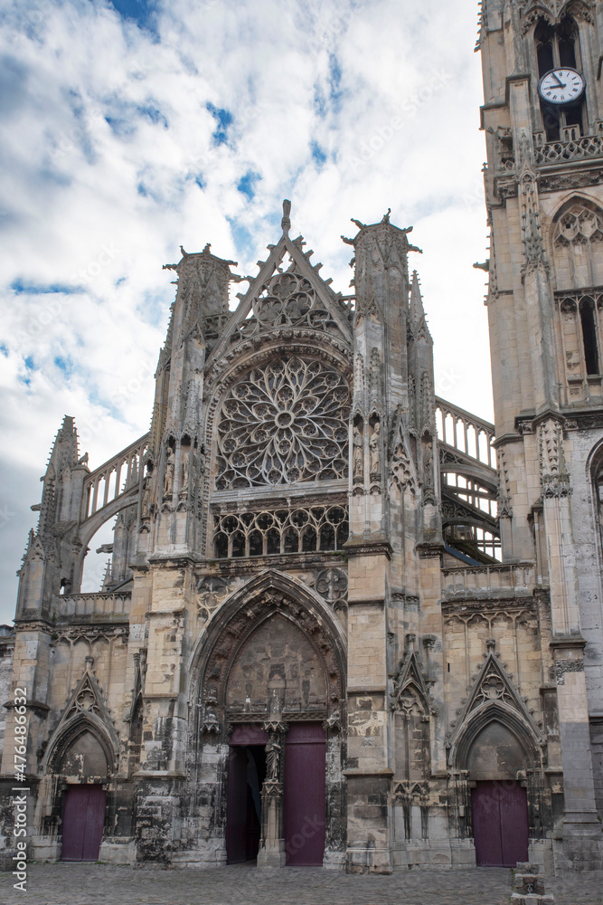 Exterior architecture of Dieppe cathedral in France 