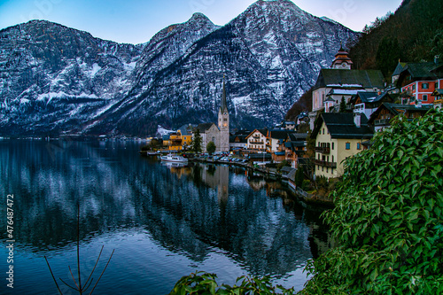 Winter Austria. Hallstatt. Gmunden. Traunkirche.