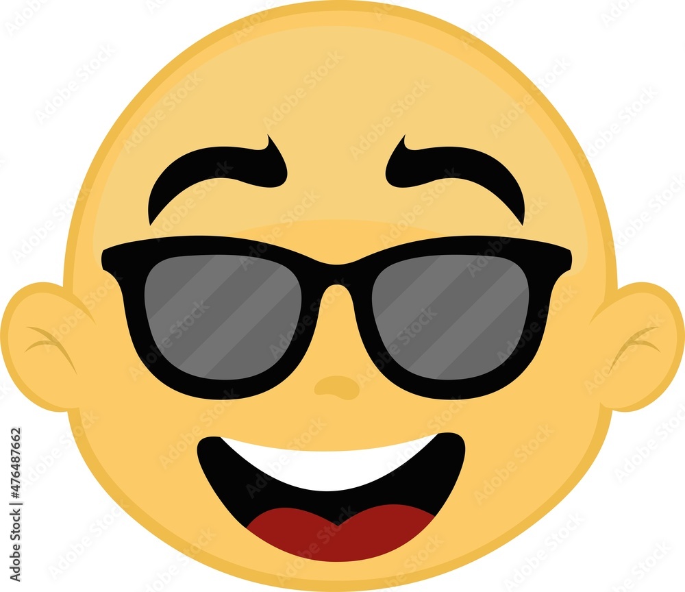 Vector illustration of a bald and yellow face, with sunglasses Vector illustration of a bald and yellow face, with sunglasses