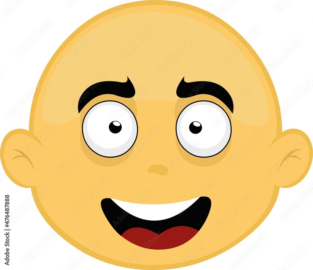 Vector illustration of the face of a bald and yellow character, with a happy expression Vector illustration of the face of a bald and yellow character, with a happy expression