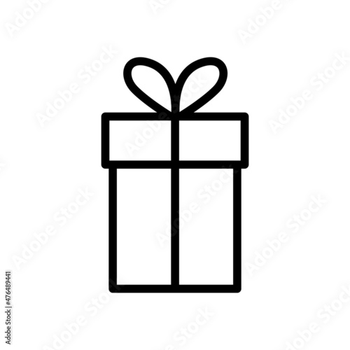 Festive gift box icon with bow isolated