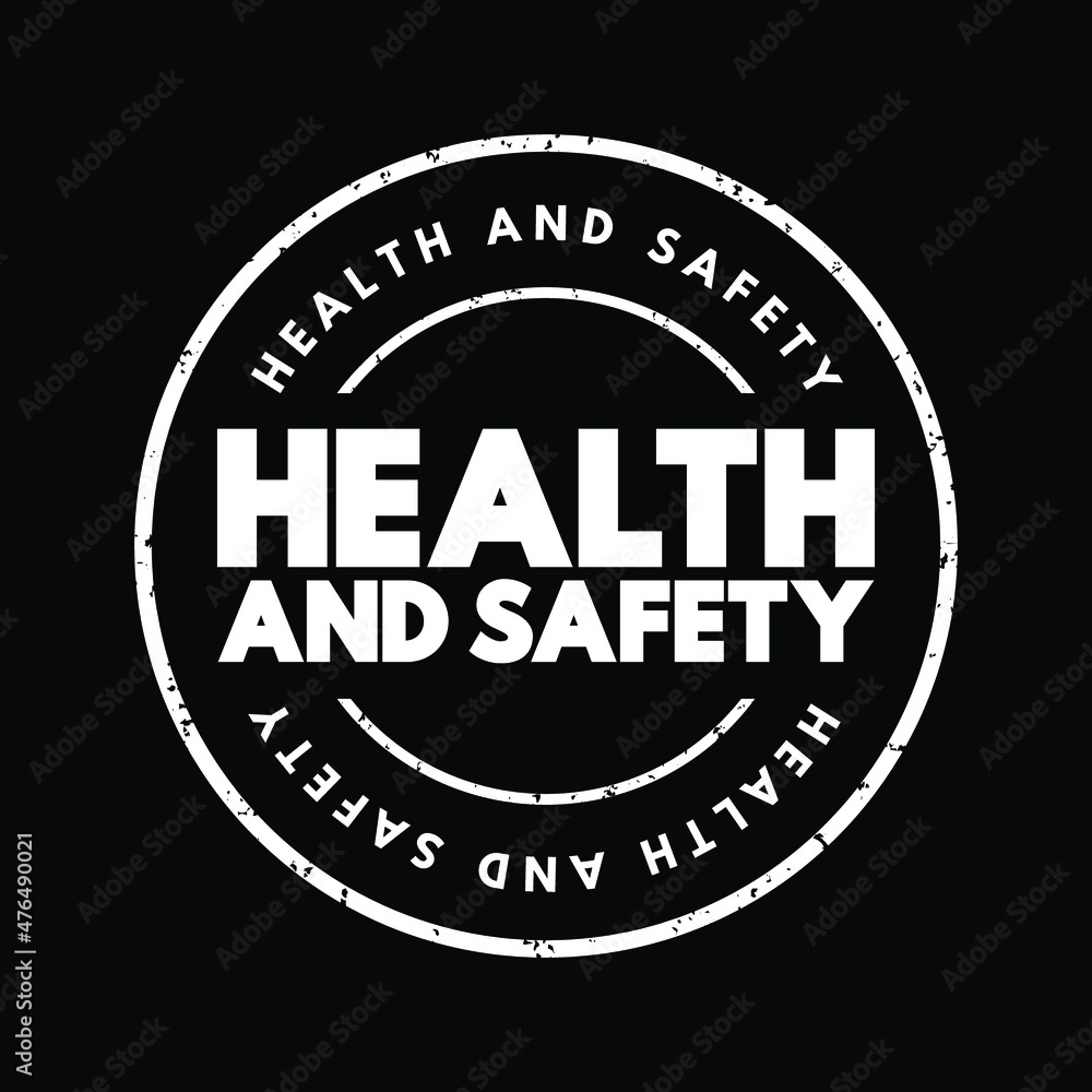 Health And Safety text stamp, medical concept background