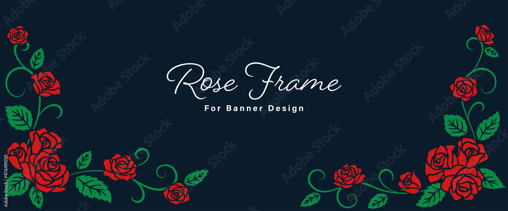 Rose Illustrations Decorated Banner Frame Design