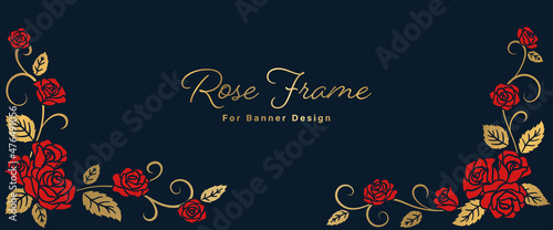 Rose Illustrations Decorated Banner Frame Design