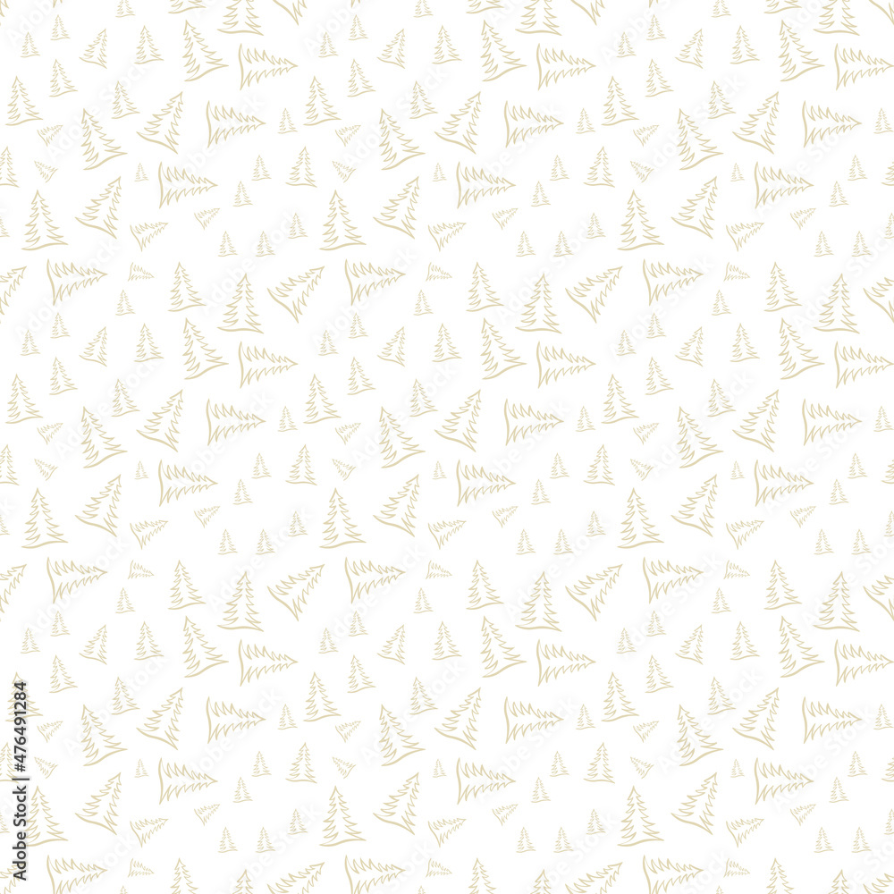 Sketch Christmas Tree Seamless Pattern, New Year Background Sketch Christmas Tree Seamless Pattern, New Year Background