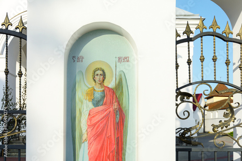 Fresco of St. Michael the Archangel. Church of St. Nicholas the Wonderworker in the town of Postavy, Vitebsk region. Belarus photo