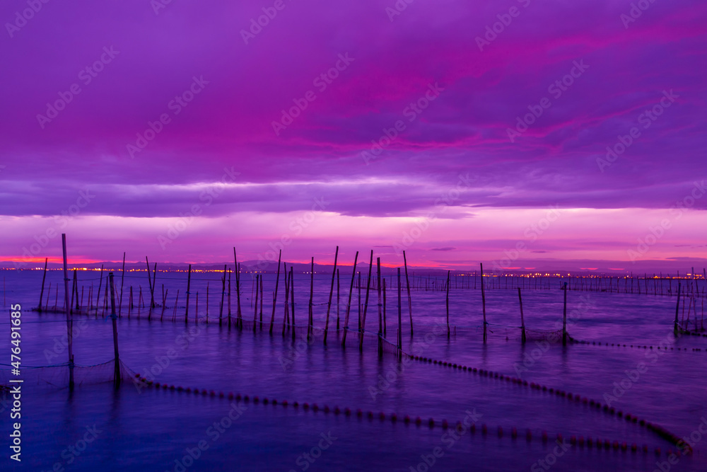 Obraz premium sunset at the pier, La Albufera. Valencia 