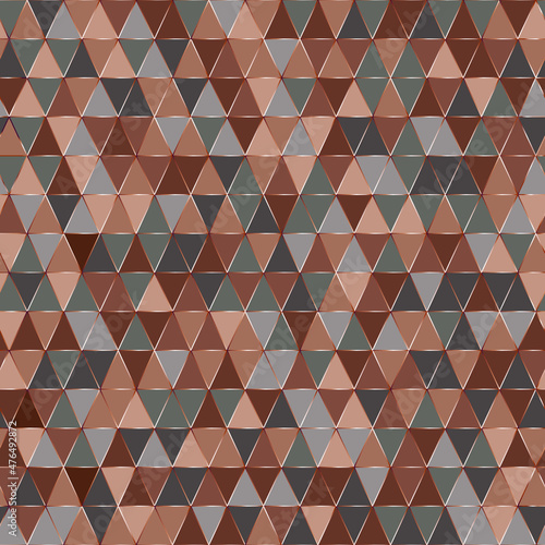 Seamless ornament from triangles. Shades of brown, gray and beige. Wrapping paper, cloth. Vector
